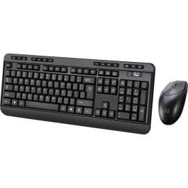 Adesso Antimicrobial Wireless Desktop Keyboard and Mouse, USB Membrane Wireless RF 2.40 GHz Keyboard, 104 Key, English (US), Black