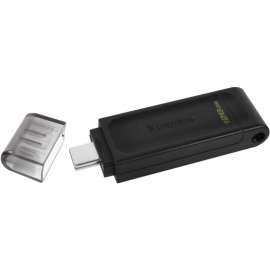 Kingston DataTraveler 70 USB-C Flash Drive, 128 GB, USB 3.2 (Gen 1) Type C, Black, Lifetime Warranty