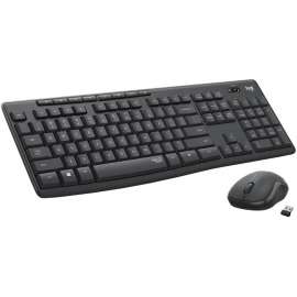 Logitech MK295 Silent Wireless Combo, USB Wireless Wi-Fi/RF, Graphite, USB Wireless Wi-Fi Mouse, Optical