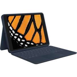 Logitech Rugged Combo 3 Rugged Keyboard/Cover Case Apple iPad (8th Generation), iPad (7th Generation) Tablet - Blue - Pry Resistant, Drop Resistant, Scratch Resistant, Vibration Resistant, Dirt Resistant - Fabric Exterior Material - 7.5" Height x 10