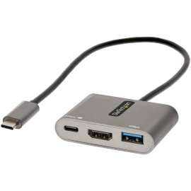 StarTech.com USB C Multiport Adapter, USB-C to HDMI 4K, 100W PD Pass-Through, USB 3.0 Hub 5Gbps (1xC/1xA), USB-C Mini Dock/Travel Dock, USB C multiport travel adapter w/HDMI 4K 30Hz video, 13in cable, USB-A 5Gbps/USB-C for PD charging, Mini dock hub w/100