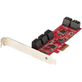 StarTech.com SATA PCIe Card, 10 Port PCIe SATA Expansion Card, 6Gbps SATA Adapter, 10 Mini-SAS/SATA Cables, PCI Express to SATA Converter, SATA III 6Gbps PCIe 2.0 x4 card, SATA expansion adapter card, 10-Port SATA to PCIe Card w/ASM1062 controller for 10G