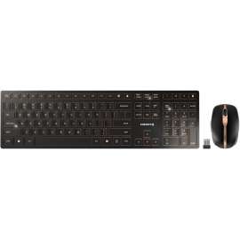 CHERRY DW 9100 SLIM Rechargeable Wireless Combo, Full Size,Black/Bronze,Bluetooth, AES 128 Encryption,3 Resolution Mouse,Elegant Design