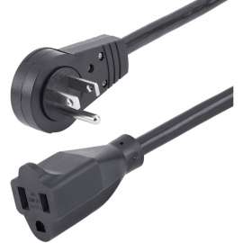 StarTech.com 3ft Power Extension Cord, Rotating Flat Plug Extension Cord, NEMA 5-15P to NEMA 5-15R Cable, 16 AWG, 125V/15A, 360 degree rotating flat plug extension cord, Use 3ft power extension cord w/ wall outlet/power bar without blocking other outlets,