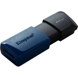 Kingston DataTraveler Exodia M USB Flash Drive, 64 GB, USB 3.2 (Gen 1) Type A, Black, Blue, 5 Year Warranty