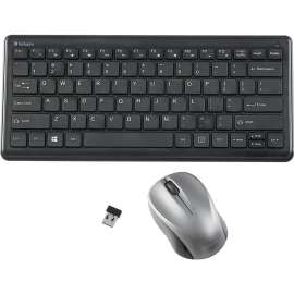 Verbatim Silent Wireless Compact Keyboard and Mouse, Wireless RF 2.40 GHz Keyboard, Wireless RF Mouse, Blue LED, 1600 dpi