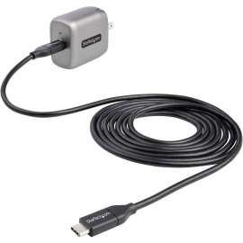 StarTech.com 30W USB-C Wall Charger, Portable GaN Charger w/ USB Power Delivery Fast Charging, USB-IF Certified, 6ft Cable, USB-C Charger, 30 Watt GaN PD Universal USB-C laptop AC wall charger with 6ft cable, Compact power cube, USB type C portable fast c