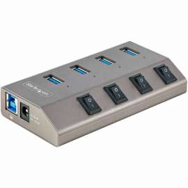 StarTech.com 4-Port Self-Powered USB-C Hub with Individual On/Off Switch, Desktop/Laptop USB-C to USB-A Hub, USB Type C Hub w/Power Supply, 4 port USB 3.2/3.1 Gen 1/3.0 5Gbps hub w/individual port switches, 4x USB Type-A ports, BC 1.2 1.5A (7.5W) of power