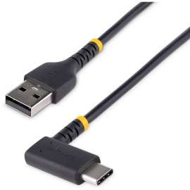 StarTech.com 6in (15cm) USB A to C Charging Cable Right Angle, Heavy Duty Fast Charge USB-C Cable, Durable and Rugged Aramid Fiber, 3A, 6in (15cm) short USB A to right-angled USB type-C charging cable for convenient peripheral connection, Heavy duty male-