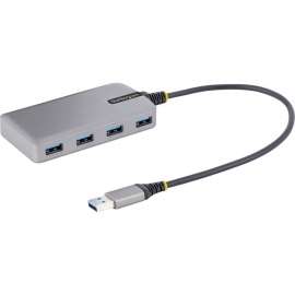 StarTech.com 4-Port USB Hub, USB 3.0 5Gbps, Bus Powered, USB-A to 4xA w/ Optional Auxiliary Power, Portable Laptop USB Hub, 1ft/30cm Cable, Portable USB-A Expansion Hub for desktop or laptop computers, 4x USB-A, USB 3.2 Gen 1 5Gbps, Bus-powered dongle (4.