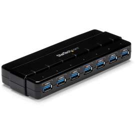 StarTech.com 7 Port SuperSpeed USB 3.0 Hub - Desktop USB Hub with Power Adapter - Black