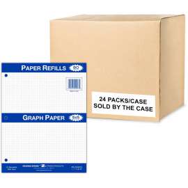 Roaring Spring 5x5 Graph Ruled Loose Leaf Filler Paper, 3 Hole Punched, 1 Case (24 Packs), 11" x 8.5" 80 Sheets, White Paper, 160 Pages