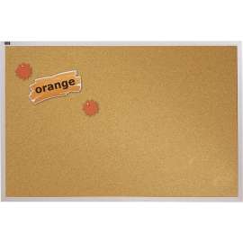 Natural Cork Bulletin Board, 72 x 48, Anodized Aluminum Frame