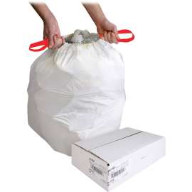 Genuine Joe White Flex Drawstring Trash Liners 