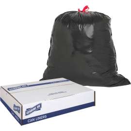 Genuine Joe Black Flex Drawstring Trash Liners 