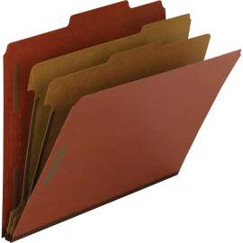 100% Recycled Pressboard Classification Folders, 2 Dividers, Letter Size, Red, 10/Box