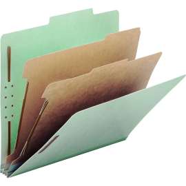 100% Recycled Pressboard Classification Folders, 2 Dividers, Letter Size, Gray-Green, 10/Box