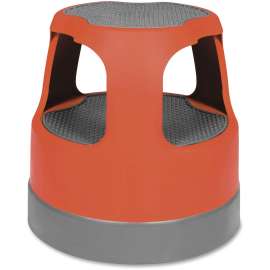 Scooter Stool, Round, 2-Step, 15", Step and Lock Wheels, 300 lb Capacity, Red