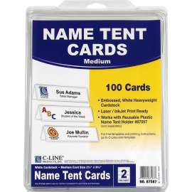 Embossed Tent Cards, White, 8 1/2 x 2 1/2, 2 Card/Sheet, 50 Sheets/Box