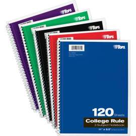 Tops Oxford College Ruled 3-subject Notebook