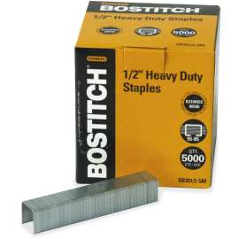 Heavy-Duty Premium Staples, 0.5" Leg, 0.5" Crown, Steel, 5,000/Box