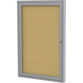 Ghent 1 Door Enclosed Natural Cork Bulletin Board with Satin Frame