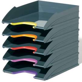 DURABLE® VARICOLOR® Stackable 5 Letter Trays, Multi / Charcoal