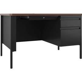 Lorell Fortress Walnut Top/Black Teacher's Desk