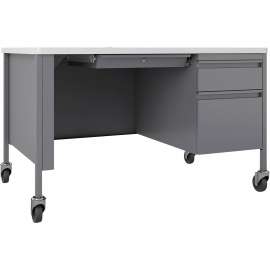 Lorell Fortress White Top/Platinum Teachers Desk