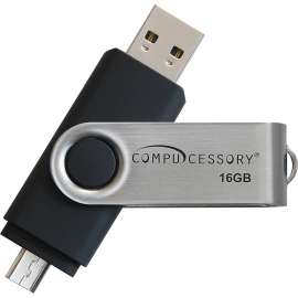 Compucessory - 16 GB Black/Aluminum OTG USB 2.0 Flash Drive (1 per Pack)