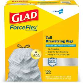 CloroxPro ForceFlex Tall Kitchen Drawstring Trash Bags, White, 100/Box