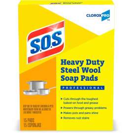 CloroxPro S.O.S Steel Wool Soap Pads, Gray, Pink, 5"W x 4"L, 3600/Bundle