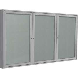Ghent 3 Door Enclosed Vinyl Bulletin Board with Satin Frame