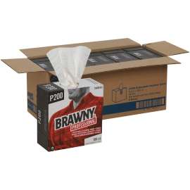 Brawny Professional P200 Disposable Cleaning Towels, Tall Box, White, 830 Towels/Case