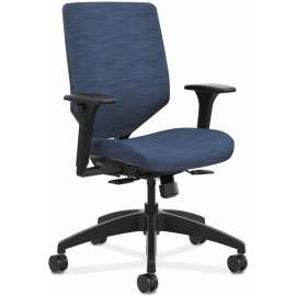 Solve Series Upholstered Back Task Chair, Supports up to 300 lbs., Midnight Seat/Midnight Back, Black Base
