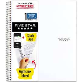 Mead Five Star Wirebound Notebook, 1 Subject, College Ruled, 11" x 8 1/2" , White