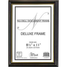 NuDell Deluxe Wall Mount Document Frames, Black Trim, Gold, 1 Each