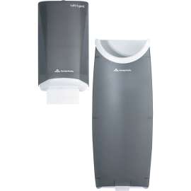 Safe-T-Gard® Door Tissue Dispenser/Trash Receptacle, Smoke, 1/Each