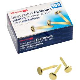 Officemate Brass Plated Round Head Fasteners