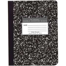 Marble Cover Composition Book, Wide/Legal Rule, Black Cover, 9.75 x 7.5, 60 Pages