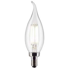 Satco CA10 (Flame Tip) E12 (Candelabra) Filament LED Bulb Warm White 60 Watt Equivalence 2 pk