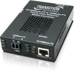 Transition Networks Stand-alone Fast Ethernet PoE Media Converter, Network (RJ-45), 1x PoE (RJ-45) Ports, 1 x SC Ports, Multi-mode