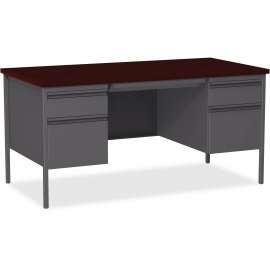 Lorell Fortress Series Mahogany Laminate Top Desk