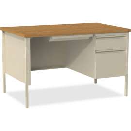 Lorell Fortress Series Oak Laminate/Putty Desk