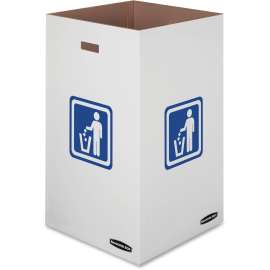 Waste and Recycling Bin, 42 gal, White, 10/Carton