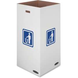 Waste and Recycling Bin, 50 gal, White, 10/Carton