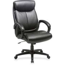 Lorell Leather High-back Nylon Base Exec Chair