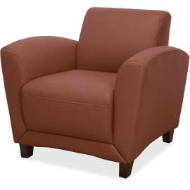 Lorell Wood Legs Mahogany Leather Reception Chair