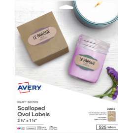 Avery Kraft Brown Scalloped Labels