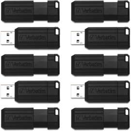 Verbatim - PinStripe™ 32 GB Black USB 2.0 Flash Drive (10 per Pack)